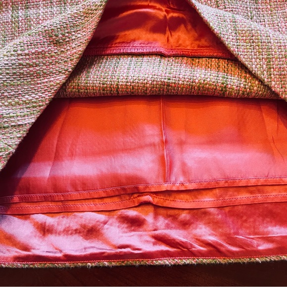 SIGRID OLSEN Tweed Designer Pink/Green Knee Length Pencil Skirt Sz 10 - Picture 4 of 8